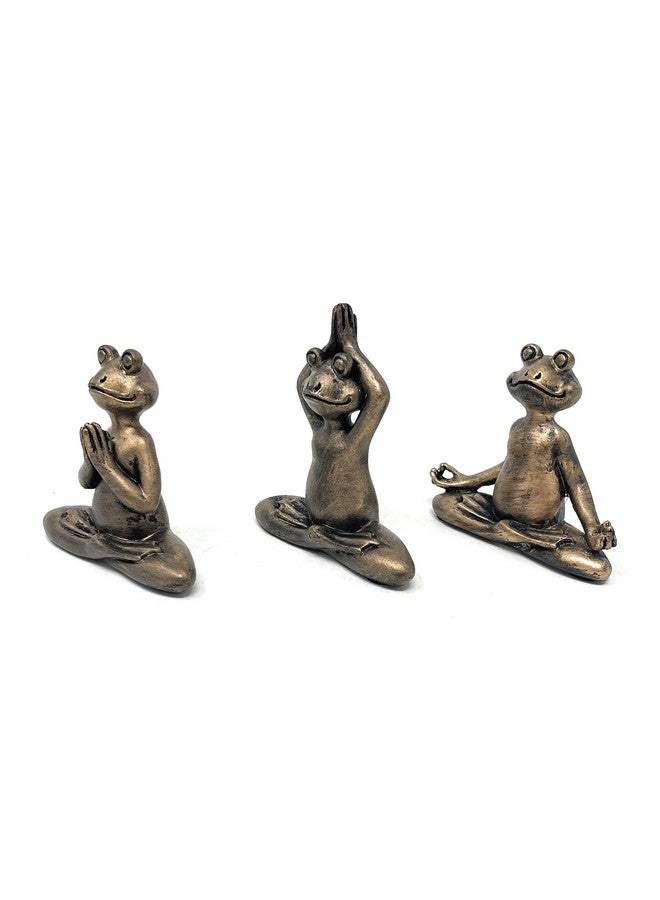 Nature's Mark 3 Mini Yoga Frogs Resin Statue Figurine Home Decorative Accent Décor - Image 2