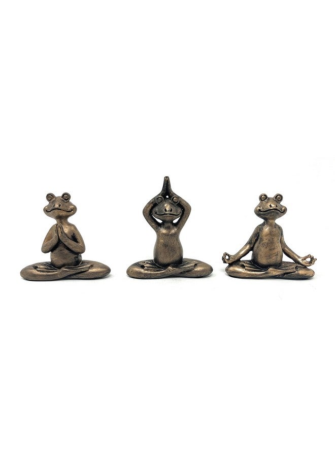Nature's Mark 3 Mini Yoga Frogs Resin Statue Figurine Home Decorative Accent Décor - Image 1