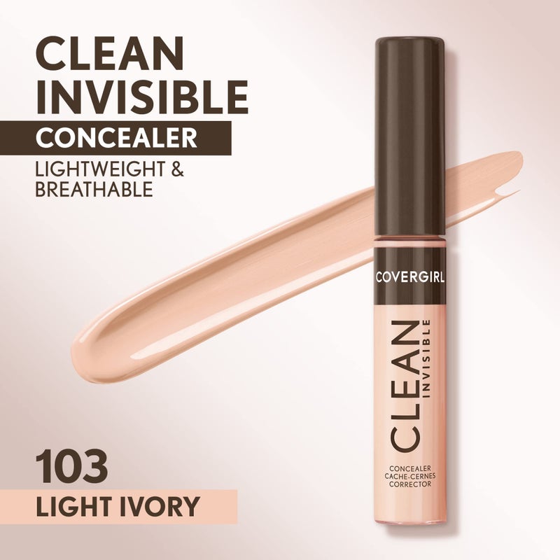 Covergirl Clean Invisible Concealer, Lightweight, Hydrating, Vegan Formula, Light Ivory 103, 0.23oz - Image 2
