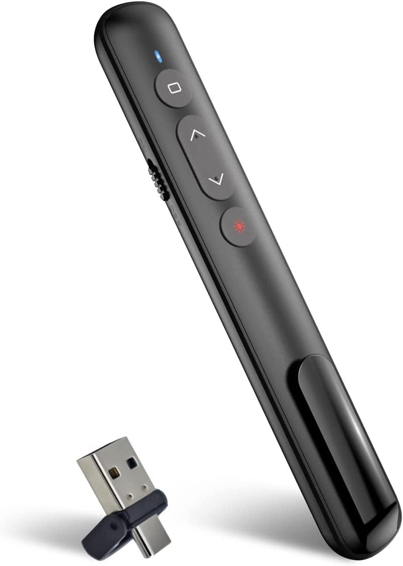 دي إم جي تك جهاز عرض تقديمي لاسلكي بتردد 2.4 جيجاهرتز، مزود بخاصية التحكم في مستوى الصوت والارتباط التشعبي، مع جهاز تحكم عن بعد مدمج بضوء أحمر، مناسب لعروض Keynote/PPT/Mac/PC/الكمبيوتر المحمول - Image 1