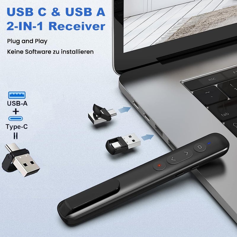 دي إم جي تك جهاز عرض تقديمي لاسلكي بتردد 2.4 جيجاهرتز، مزود بخاصية التحكم في مستوى الصوت والارتباط التشعبي، مع جهاز تحكم عن بعد مدمج بضوء أحمر، مناسب لعروض Keynote/PPT/Mac/PC/الكمبيوتر المحمول - Image 3