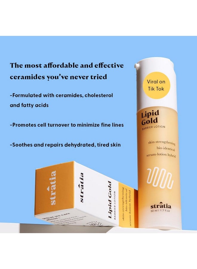 Stratia Lipid Gold Skinstrengthening Ceramide Moisturizer Niacinamide Serum Hydrate & Soothe Skin For All Skin Types 1.7 Fl Oz - Image 2
