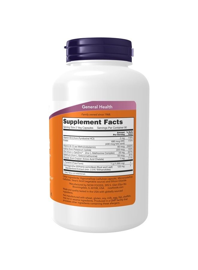 now Supplements, Thyroid Energy™, Iodine and Tyrosine plus Selenium, Zinc and Copper, 180 Veg Capsules - Image 2