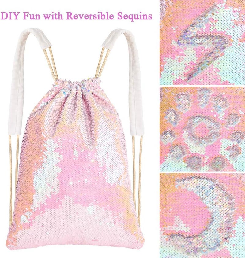 MHJY Sparkly Drawstring Backpack Mermaid Sequin Dance Bag Sports Gym Beach Swim Backpack Birthday Easter Gift Bag | Dance Bag, Sports, Gym, Beach, Swim, Backpack - Image 2