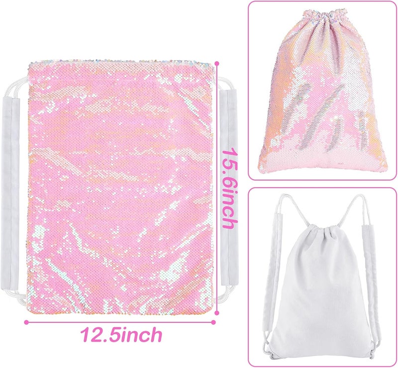 MHJY Sparkly Drawstring Backpack Mermaid Sequin Dance Bag Sports Gym Beach Swim Backpack Birthday Easter Gift Bag | Dance Bag, Sports, Gym, Beach, Swim, Backpack - Image 3