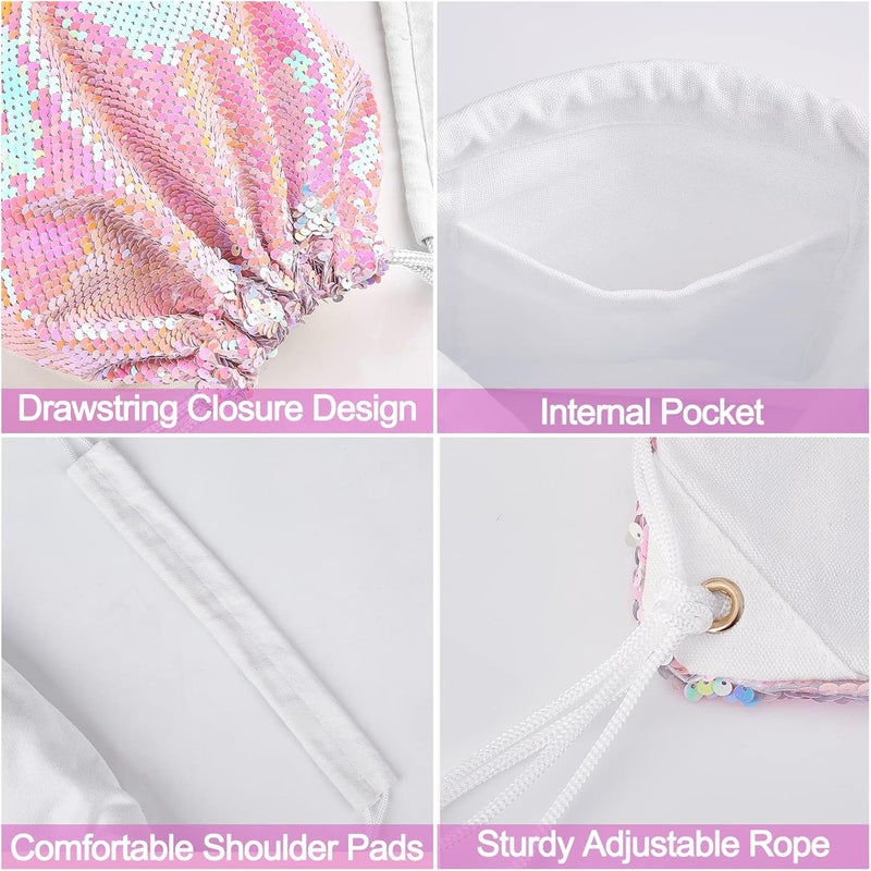 MHJY Sparkly Drawstring Backpack Mermaid Sequin Dance Bag Sports Gym Beach Swim Backpack Birthday Easter Gift Bag | Dance Bag, Sports, Gym, Beach, Swim, Backpack - Image 4