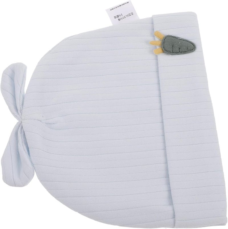 Double Layer Cotton Beanie Hat With Rabbit Ears Carrot Pattern Blue For Boys - Image 1