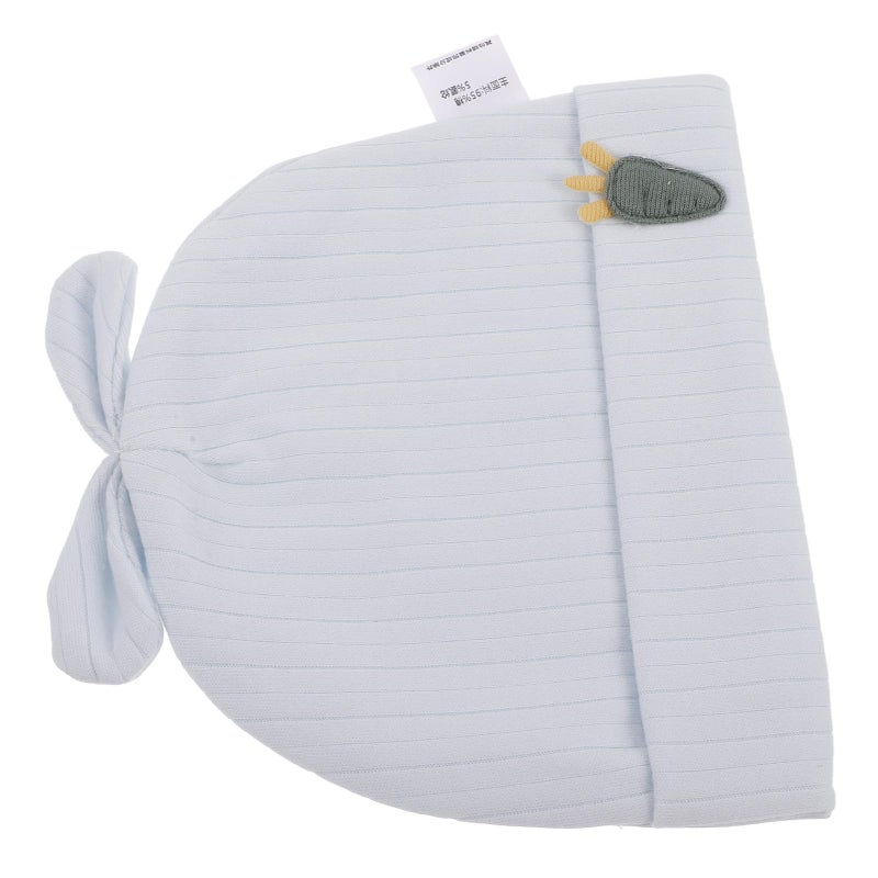 Double Layer Cotton Beanie Hat With Rabbit Ears Carrot Pattern Blue For Boys - Image 2
