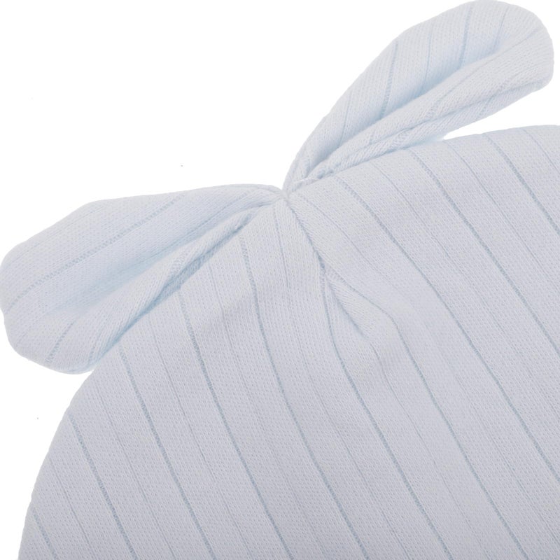 Double Layer Cotton Beanie Hat With Rabbit Ears Carrot Pattern Blue For Boys - Image 4