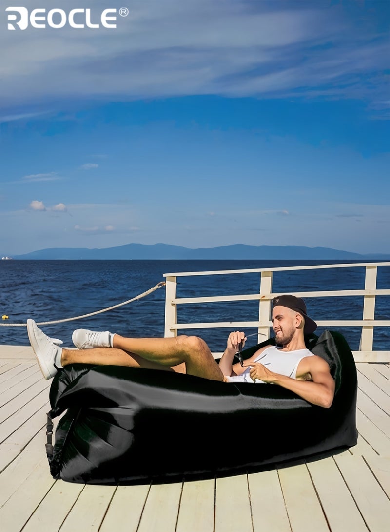 Fast Inflatable Air Sofa Portable Lounger Durable Polyester Material Foldable Design for Easy Storage Suitable for Camping Beach Outdoor Parties - Image 4