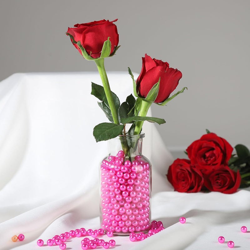 Angzhia 980 حبة من خرز اللؤلؤ الصناعي المصنوع من الـ ABS بدون ثقوب، مناسبة لملء الأواني، أو للاستخدام في صناديق التجميل، أو كأجزاء للأعمال اليدوية، أو لتزيين الطاولات، أو للأعراس، أو لحفلات الميلاد، أو لتزيين المنزل (لون وردي زاهي، قطر 8 مم) - Image 5