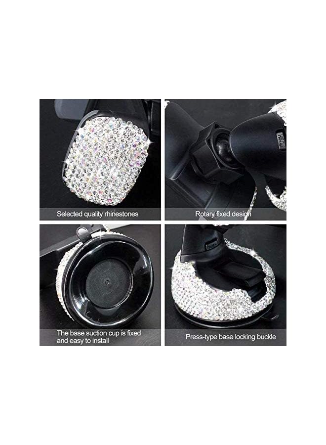 Delfino Bling Car Phone Holder, Auto Phone Mount Bling Rhinestone Crystal Car Accessories Can be Used for Windshield Dashboard and Air Outlet 360 Adjustable for iPhone Android (Black) - Image 4