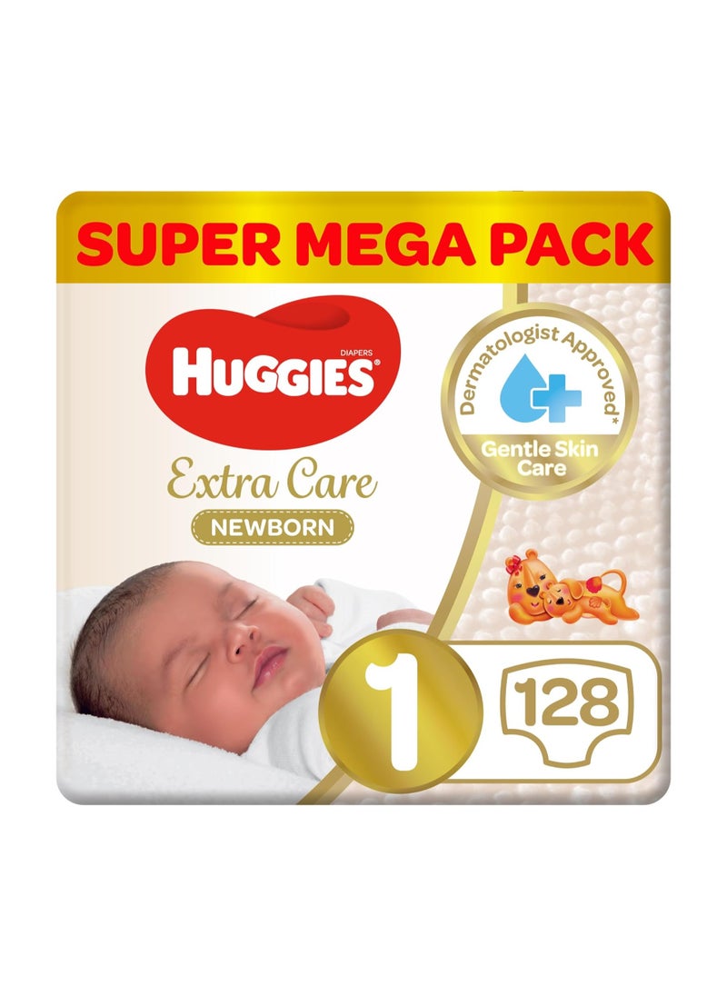 Huggies Extra Care Newborn, Size 1, Up to 5 kg, Twin Jumbo Pack, 128 Diapers - pzsku/ZCBE8809CD96DF3A2D4BFZ/45/_/1727504646/0d97aeac-b024-46ad-b9ec-5bd776df80bb