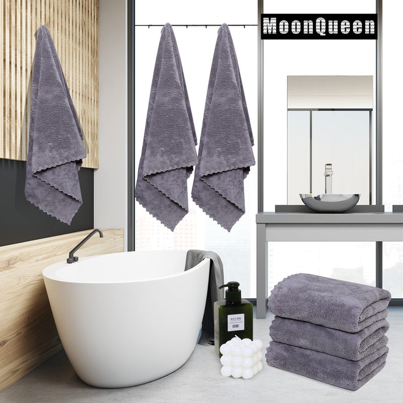 MOONQUEEN 2 Pack Premium Bath Towel Set - Quick Drying - Microfiber Coral Velvet Highly Absorbent Towels - Multipurpose Use as Bath Fitness, Bathroom, Shower, Sports, Yoga Towel (Grey) - Image 2