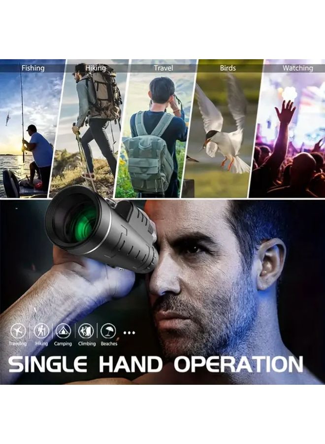 Black HD Monocular Telescope 40mm Lens with Tripod Smartphone Adapter - Image 4