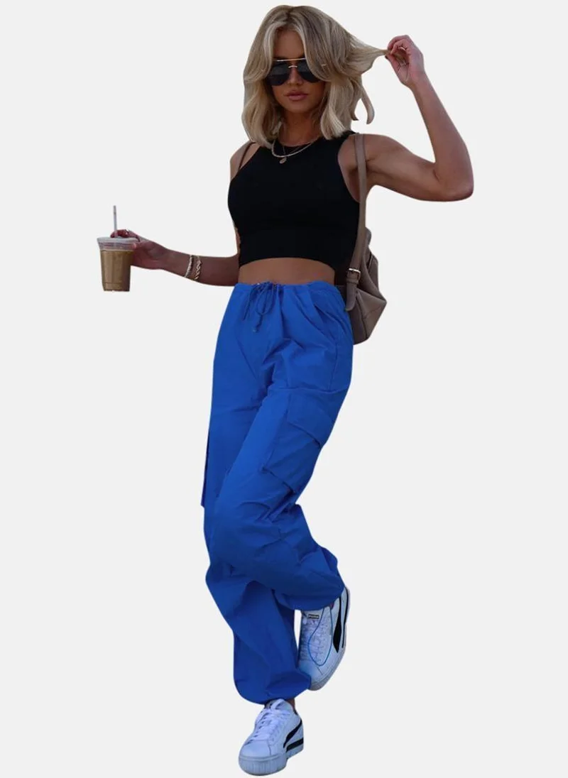 يونيكي Blue High Rise Straight Fit Trousers
