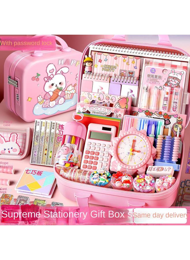 Bluejw Stationery Suit Gift Box Girl's Hand Account Gift Box Opening Gift Bag Primary School Students First Grade Children's Learning Supplies For Women - Image 2