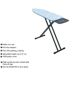 LTR Ironing Board With Powder Coated Steel Frame And Legs Ironing Table 48X15 Inch Size Assorted Color Table With Adjustable Height Mechanism Heat-Resistant Cotton Cover Non-Slip Foldable Stand  - Image 4