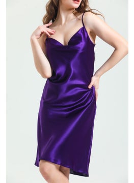 Magic Form 7790 Women's Dagaje Collar Rope Strap Satin Nightgown-Purple  - Image 2