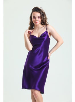 Magic Form 7790 Women's Dagaje Collar Rope Strap Satin Nightgown-Purple  - Image 1