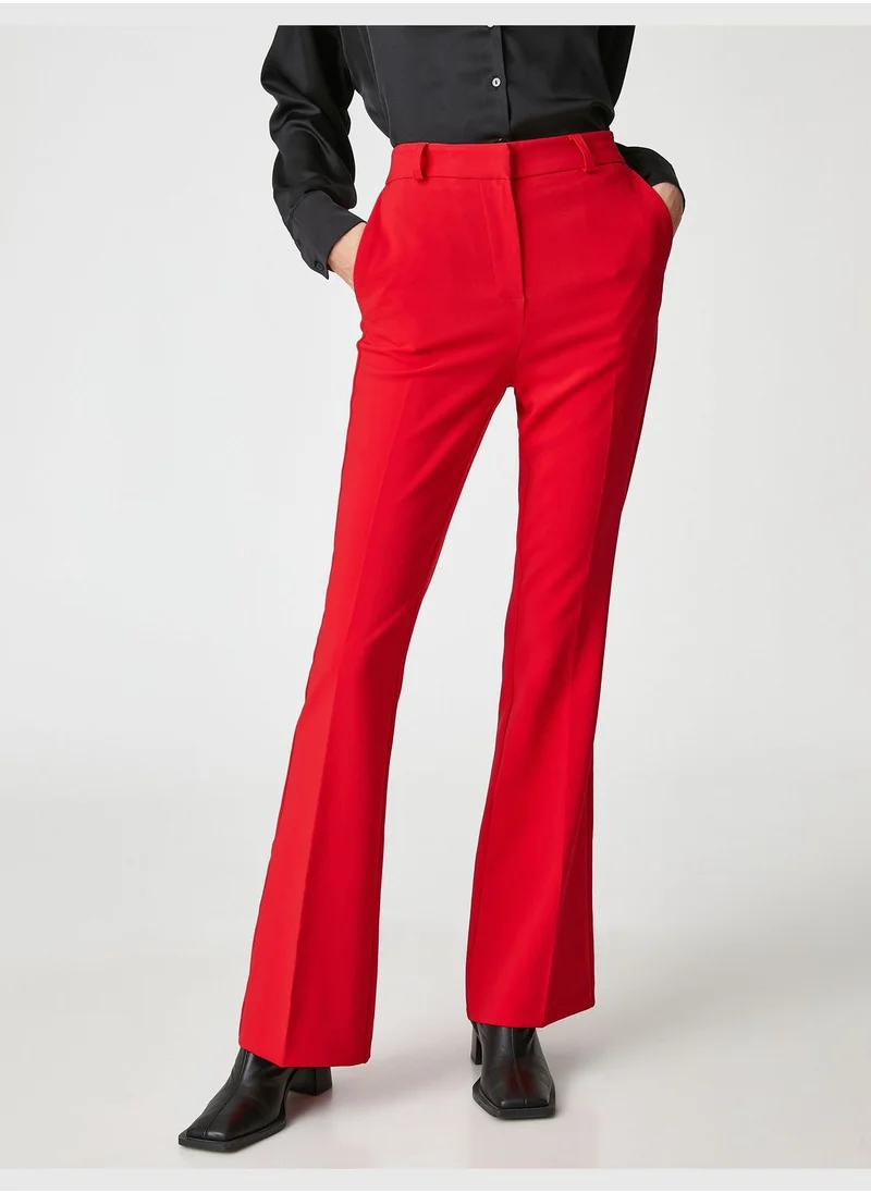 كوتون Flare Leg Trousers Pocket Detail