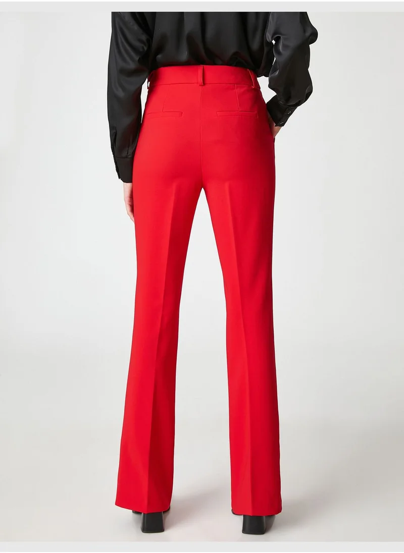 كوتون Flare Leg Trousers Pocket Detail