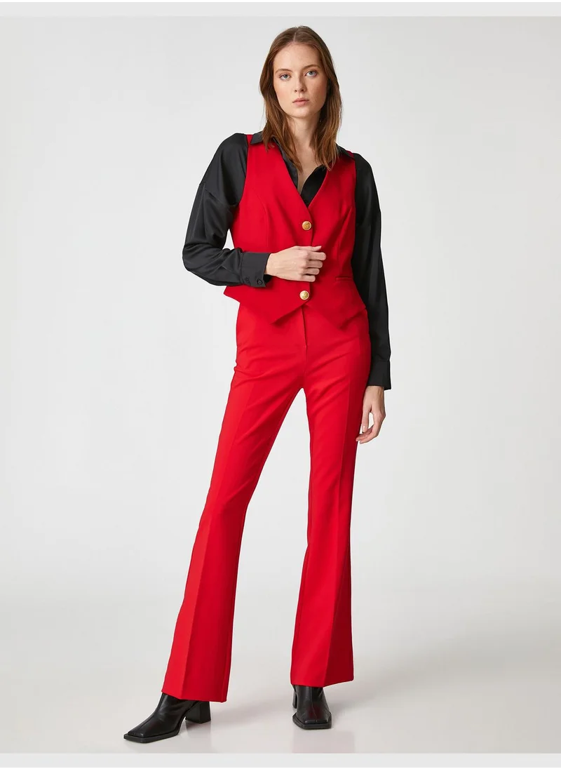 كوتون Flare Leg Trousers Pocket Detail