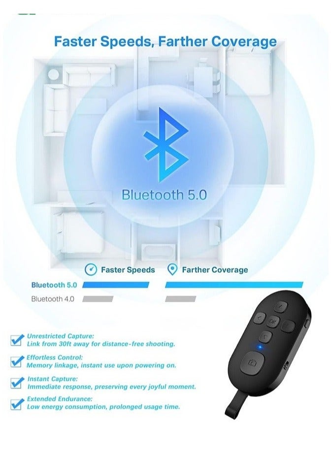 Remote Control, Bluetooth Remote Control with iPad Kindle Client Page Turner, Create Photos and Video Recording Remote, Type-C Rechargeable Bluetooth Remote for iPhone, iPad and Android - Image 2