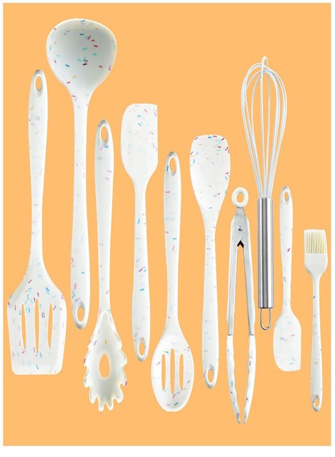 mocrcrel 10 Pcs Silicone Cooking Utensil Set, mocrcrel 10pcs Silicone Cooking Kitchen Utensils Set, Silicone Cookware (White) - Image 5