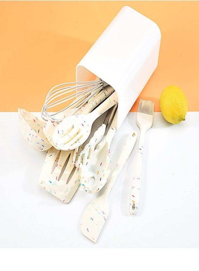 mocrcrel 10 Pcs Silicone Cooking Utensil Set, mocrcrel 10pcs Silicone Cooking Kitchen Utensils Set, Silicone Cookware (White) - Image 2