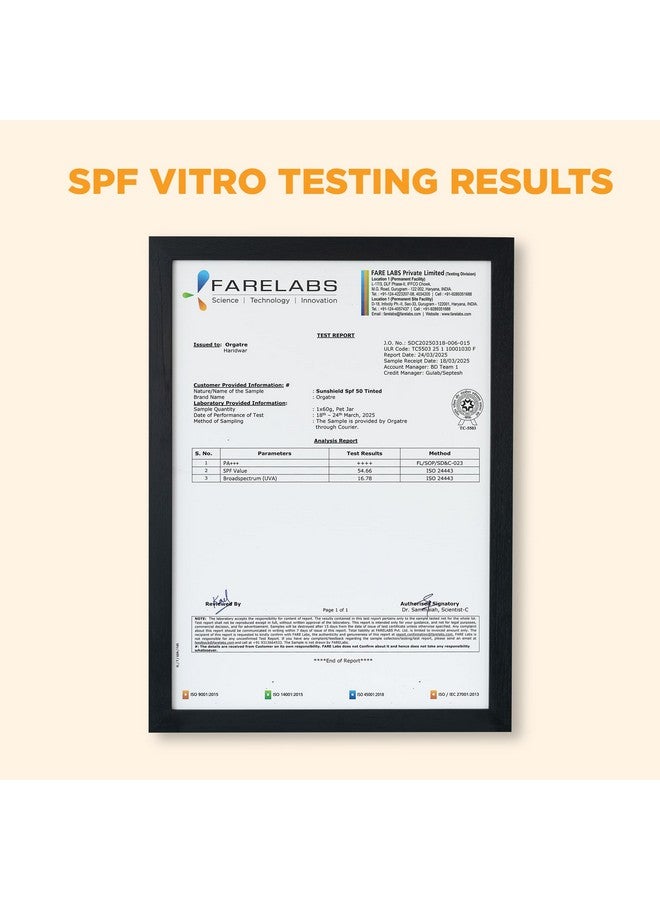 Orgatre Vitamin C Bright Face Sunscreen SPF 50 PA++++ Tinted for Oily & Dry Skin | Lightweight, No White Cast | With Niacinamide & Hyaluronic Acid | UVA/UVB Defense | Water Resistant, Non-Greasy | 100gm - Image 2