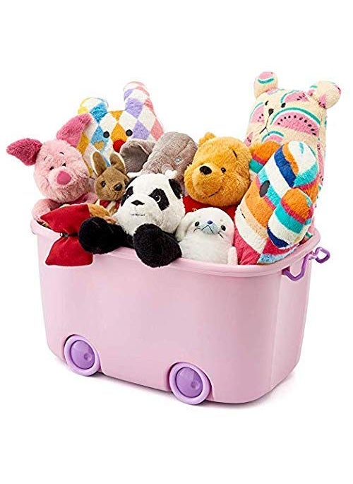 Ash & Roh Ash & Roh® - Multi Functional Plastic Stackable Organizer Storage Box with Lid And Wheels for Kids Toys (Multicolour) (Pack Of - 2)  - Image 2