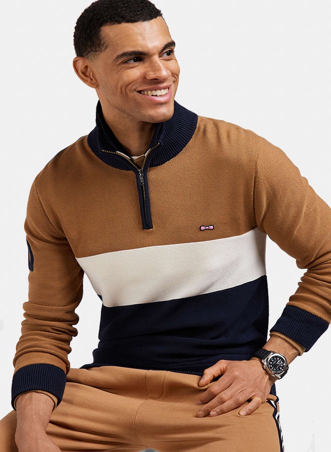 Eden Park Embroidered Zip-Up Trucker Neck Sweater  - Image 5