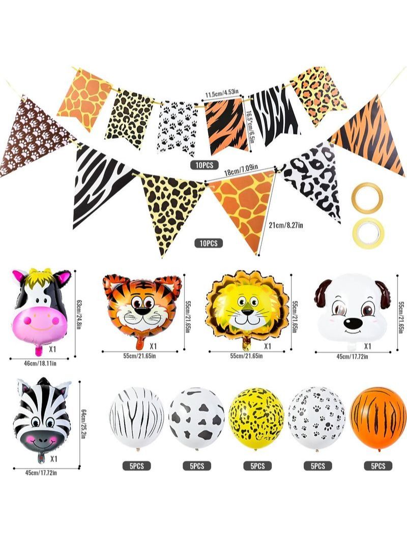 NIBEMINENT 32Pcs Jungle Animal Theme Party Decorations - Image 2