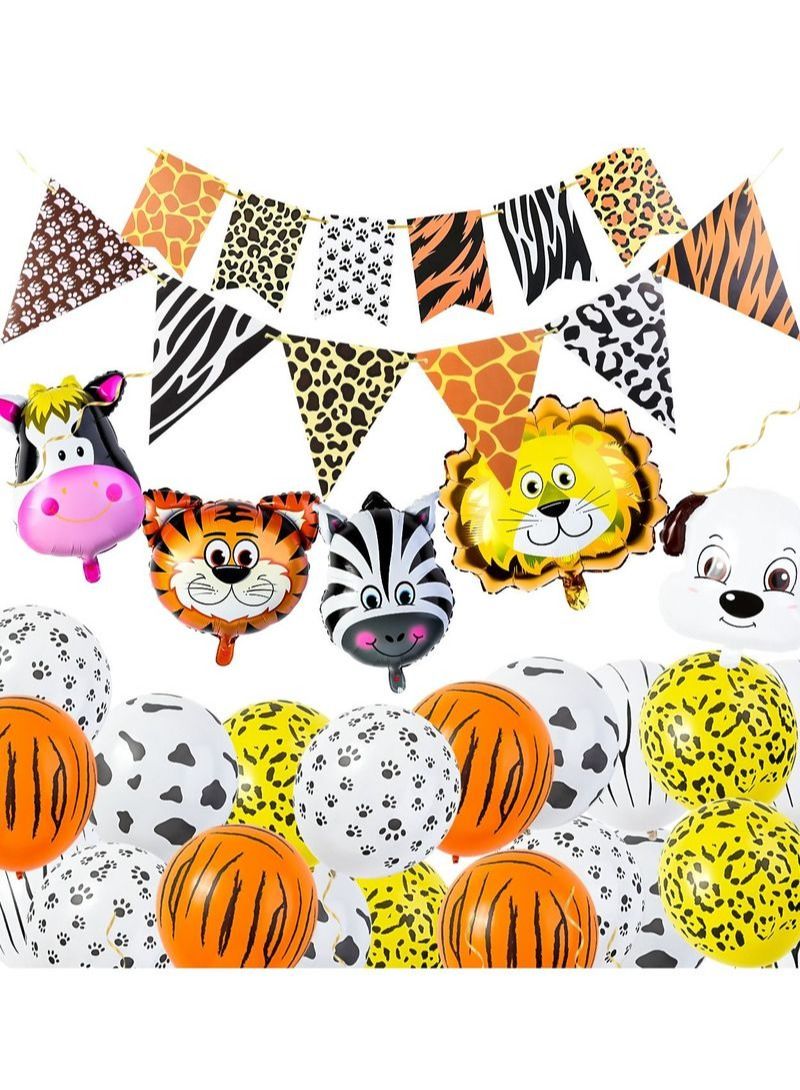NIBEMINENT 32Pcs Jungle Animal Theme Party Decorations - Image 1