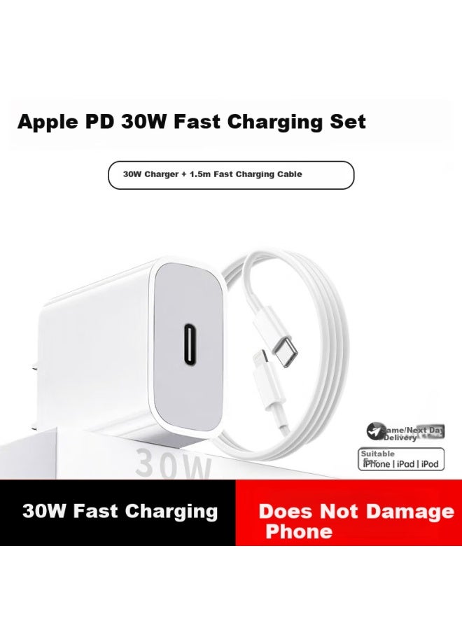 Ky Kangyou Apple Charging Set Pd30w Gan Fast Charger Compatible With Iphone 8-14/ipad Charger + Lightning Cable - Image 1