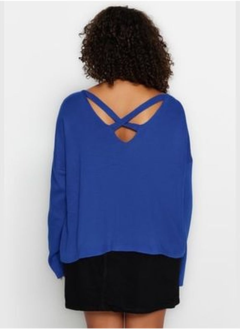 trendyol Sax-Back Cross Band Detailed Knitwear Sweater TBBAW23AN00021  - Image 5