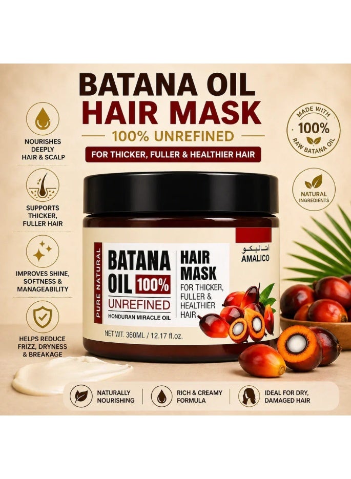 Amalico Batana Oil 100% Unrefined Hair Cream 360ml – For Thicker, Fuller & Healthier-Looking Hair - Image 4