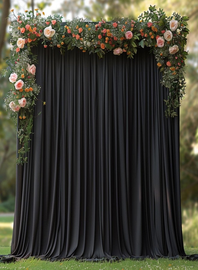 ESGOTBME 10ft x 10ft Black Backdrop Curtains for Party Valentine's Day Arch Stage Wedding Ceremony Curtains Fabric Photography Backdrop for Baby Showers Home Decoration, 5ft x 10ft, 2 Panels - Image 1