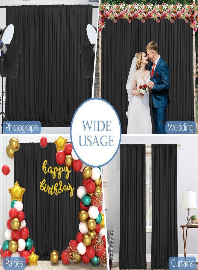 ESGOTBME 10ft x 10ft Black Backdrop Curtains for Party Valentine's Day Arch Stage Wedding Ceremony Curtains Fabric Photography Backdrop for Baby Showers Home Decoration, 5ft x 10ft, 2 Panels - Image 2