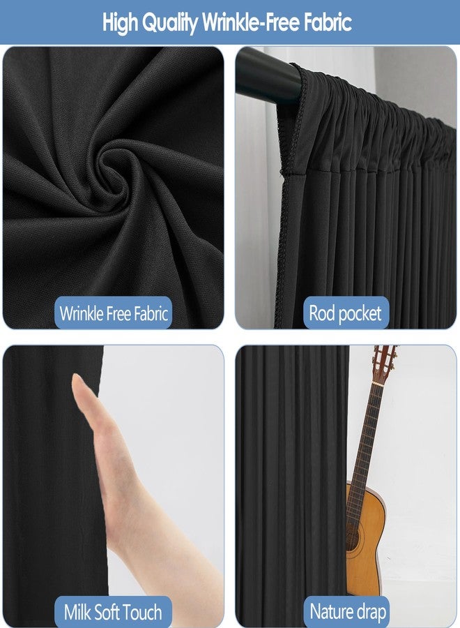 ESGOTBME 10ft x 10ft Black Backdrop Curtains for Party Valentine's Day Arch Stage Wedding Ceremony Curtains Fabric Photography Backdrop for Baby Showers Home Decoration, 5ft x 10ft, 2 Panels - Image 4
