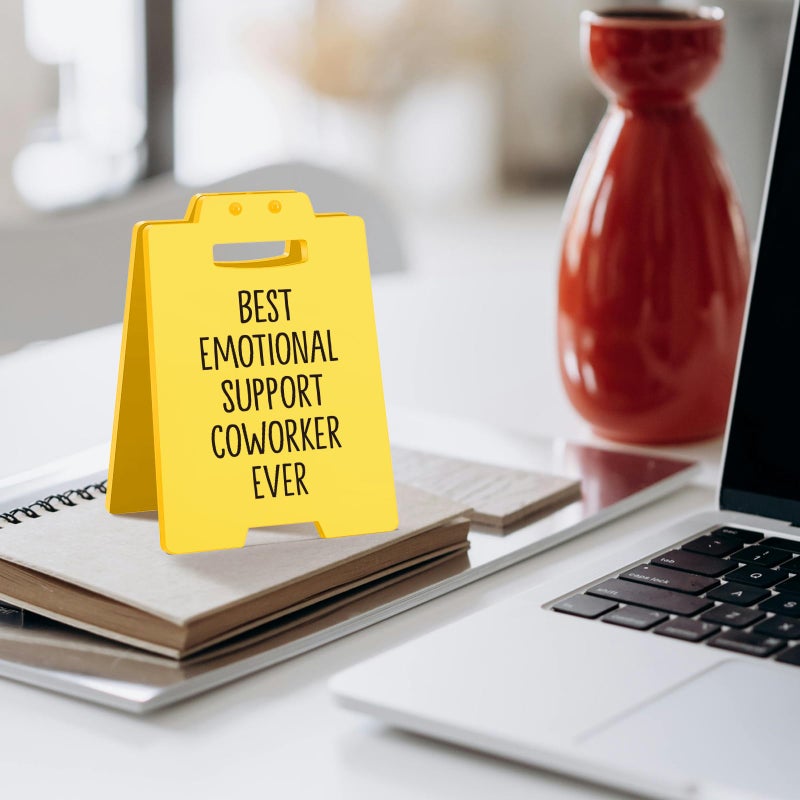 MAMAGIFTREE Best Emotional Support Coworker Ever Desk Signâ€“Funny Gifts for Coworkers, Friends, or Team Members| Cute Office Decor | Co Worker Work Anniversary Cubicle Accessories - Image 5