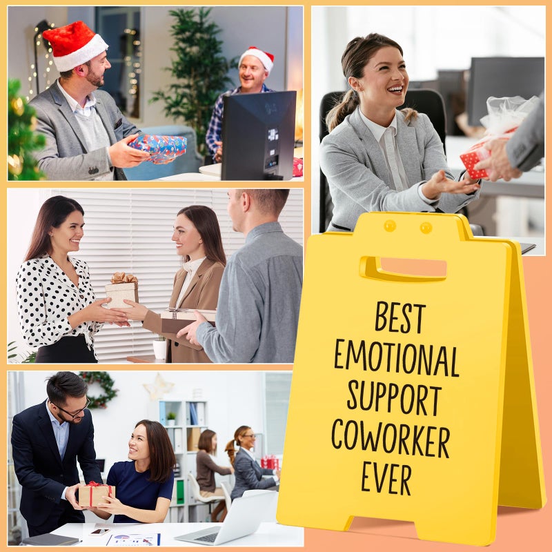 MAMAGIFTREE Best Emotional Support Coworker Ever Desk Signâ€“Funny Gifts for Coworkers, Friends, or Team Members| Cute Office Decor | Co Worker Work Anniversary Cubicle Accessories - Image 2