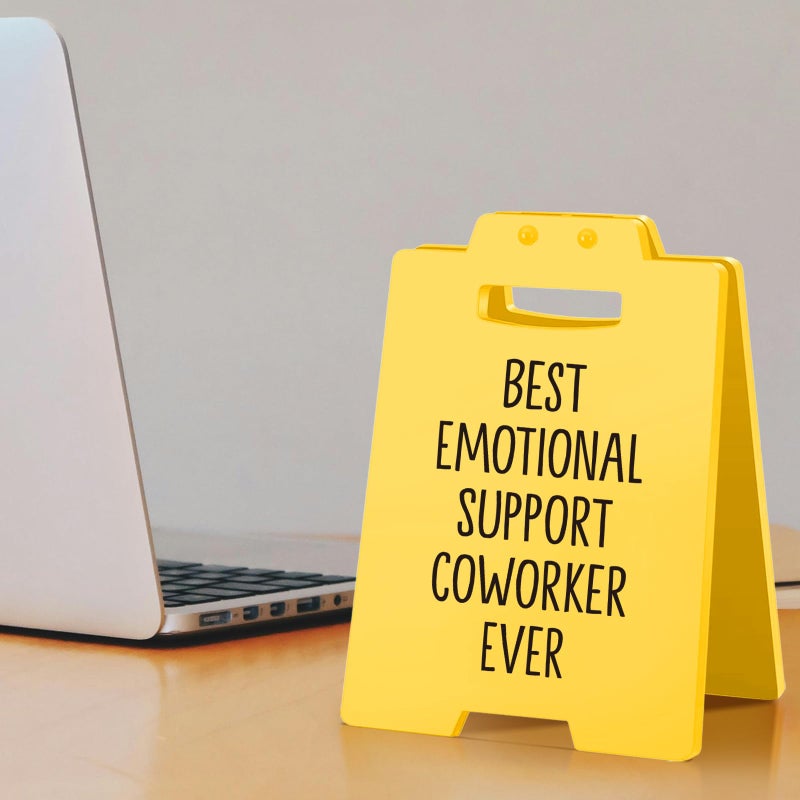 MAMAGIFTREE Best Emotional Support Coworker Ever Desk Signâ€“Funny Gifts for Coworkers, Friends, or Team Members| Cute Office Decor | Co Worker Work Anniversary Cubicle Accessories - Image 4