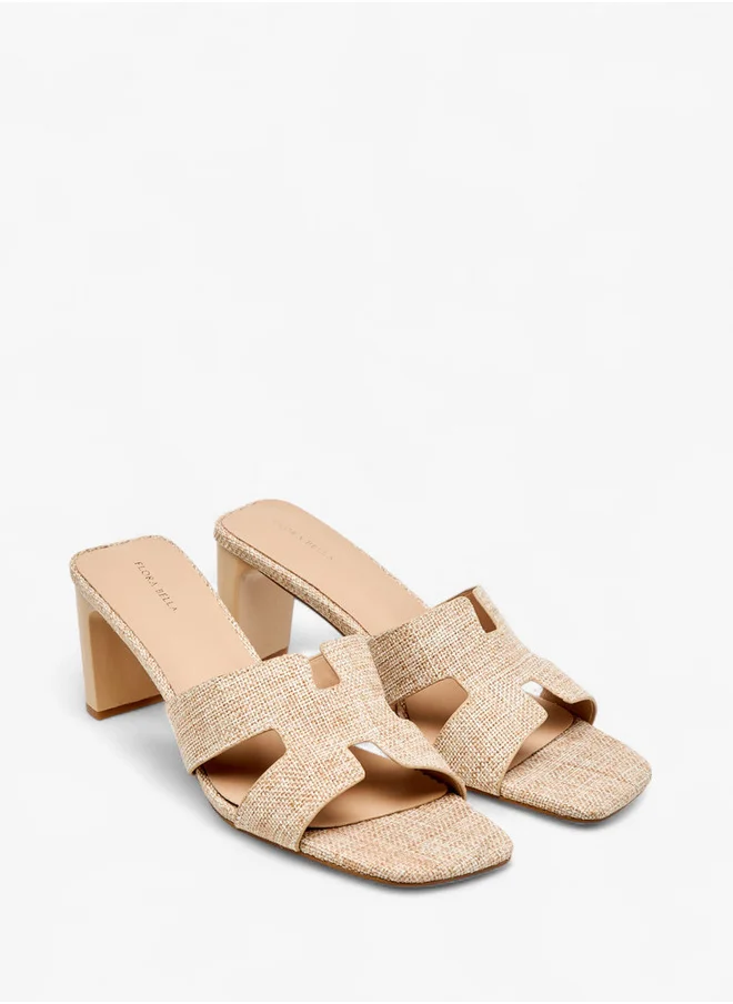فلورا بيلا من شو إكسبرس Women's Textured Slip-On Sandals with Block Heel