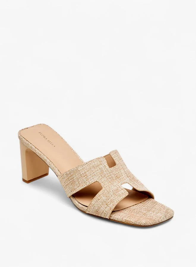 Flora Bella By Shoexpress Women's Textured Slip-On Sandals with Block Heel