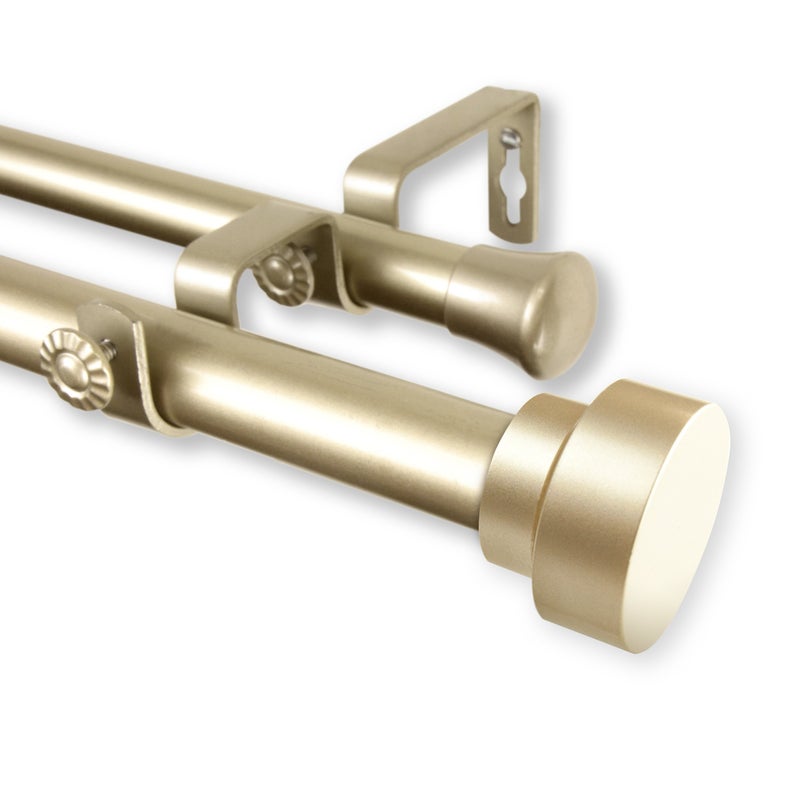 Rod Desyne Rod Desyne 10037993D Bonnet 1 OD 120170 inchLight Gold Double Curtain Rod Set 120170 