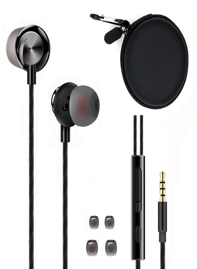 ApexOne Wired Metal in-Ear Earbuds Headphones with MIC &Volume Control and Pocket Case, Crystal Clear Sound Bass Stereo Noise Isolating Earphones (Earbuds, Black Case and 2 Small Tips Included) - Image 1