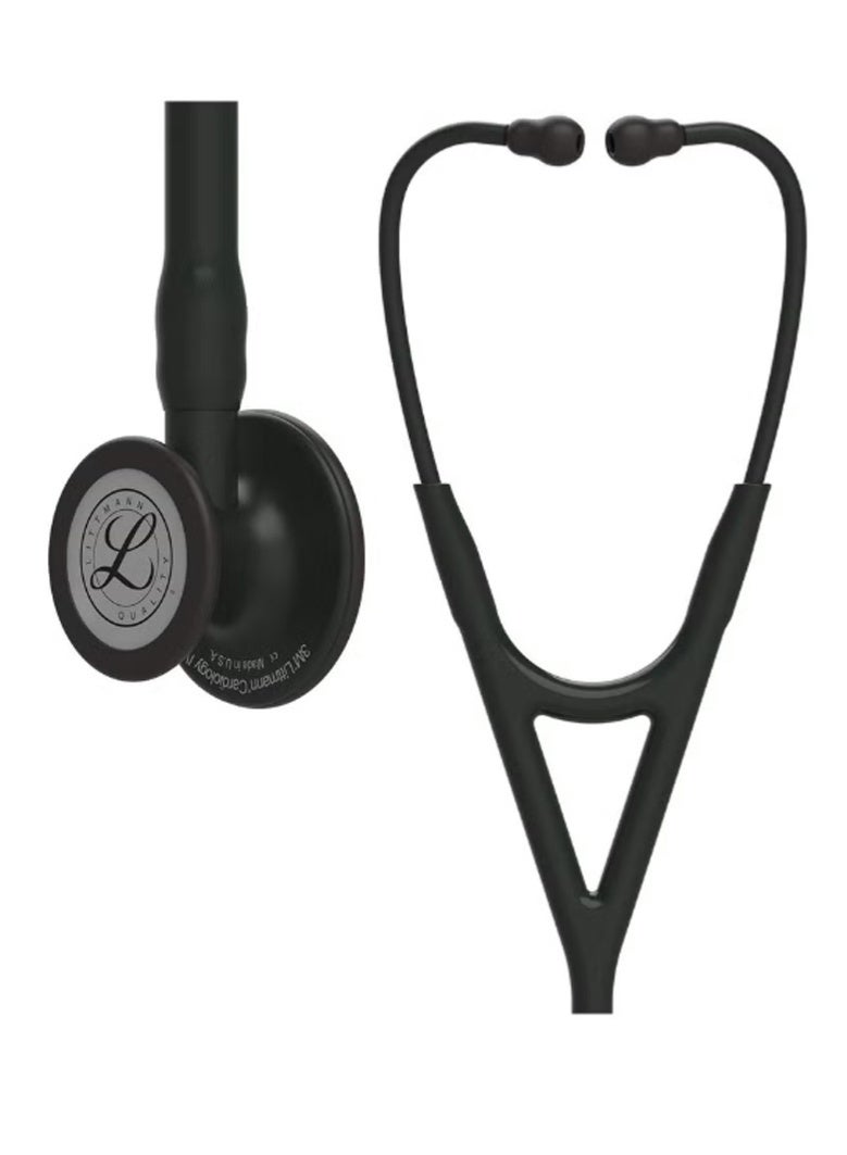 ثري أم ليتمان سماعة طبيب 3M Littmann، طراز Cardiology IV، أنبوب أسود بطول 27 بوصة، قطعة صدر سوداء، رقم الموديل 6163. - Image 1