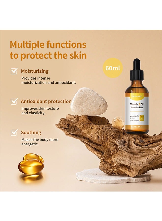 lakerain Vitamin E Oil Natural & Pure Moisturising Oil For Skin，Faces And Nails，Repair Dry Damaged Skin Smooth Even Skin Tone Moisturizing Antioxidant and Soothing Vitamin E Oils for Face Hair Body Skin and Nails Natural Pure Hydrating Oil - Image 4